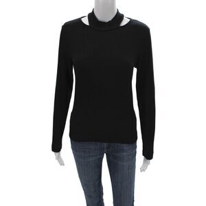 Splendid Women Black Mock Neck Pullover Sweater Long Sleeve Size M